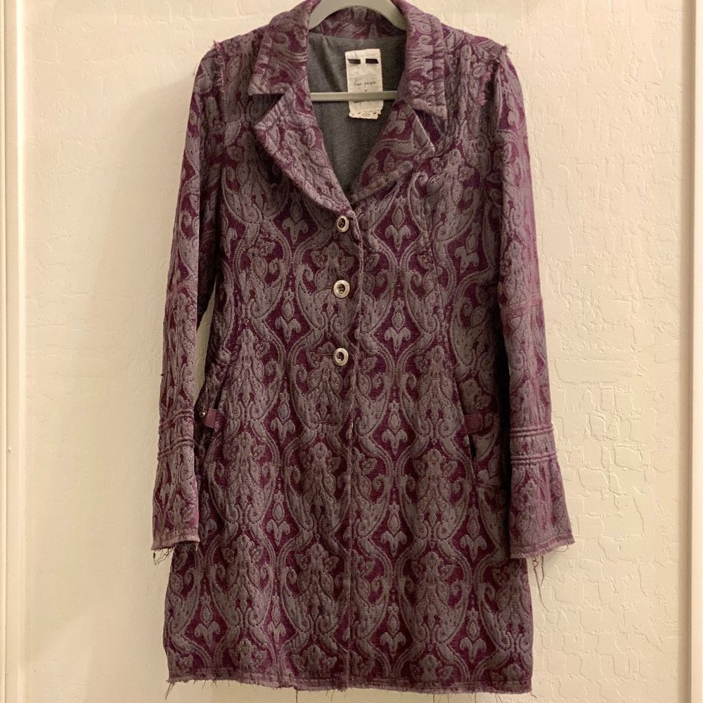 Free People Plum Vintage Brocade Tapestry Coat